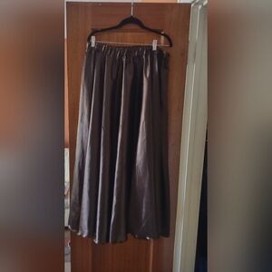 Chocolate Brown Satin Circle Skirt from L. Rose (RARE!) EUC